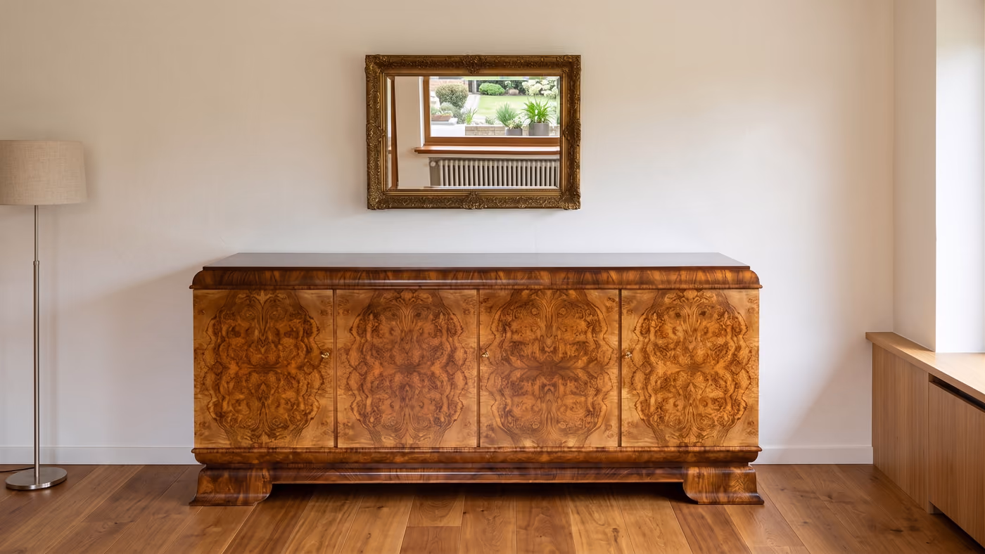 Restauriertes Sideboard mit passendem Spiegel